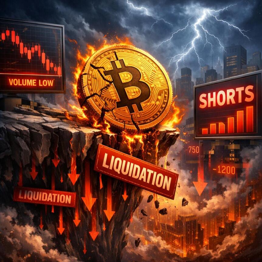 Cb 459500 Bitcoin Faces Liquidation Risk Amid Falling Volume And Rising Shorts