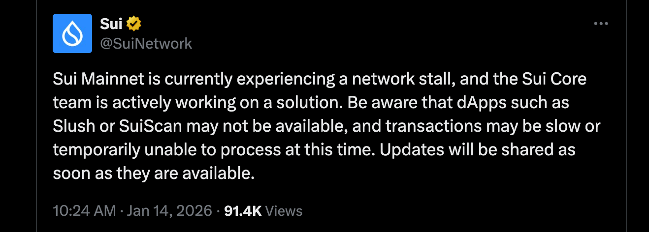 From Blocks to Standstill: Sui Mainnet Outage Freezes Onchain Activity
