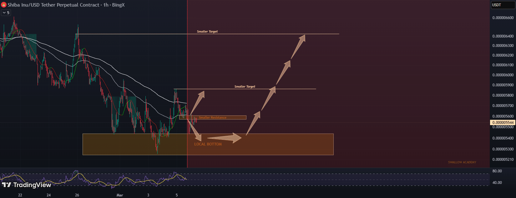 Sasaran Shiba Inu selepas pantulan daripada sokongan tempatan/SwallowAcademy