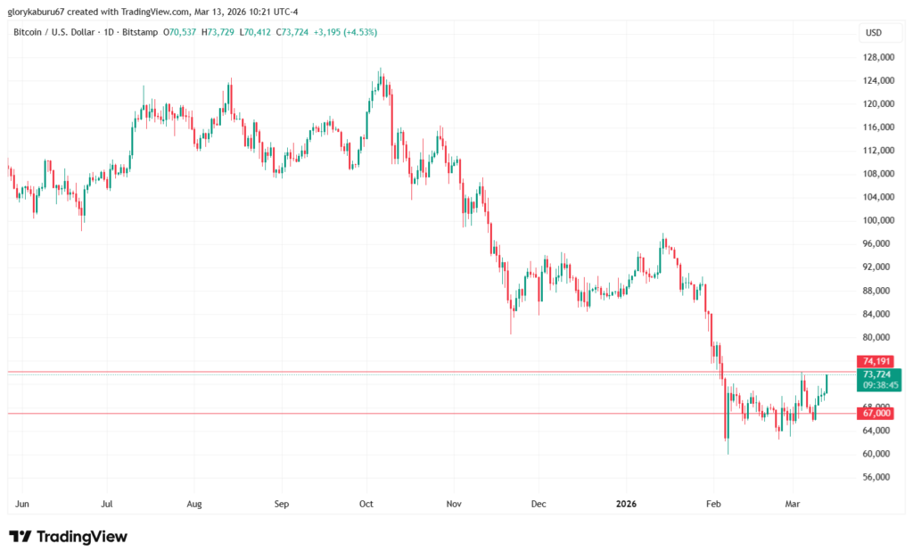 Harga bitcoin melonjak di tengah larangan CBDC | Sumber: TradingView