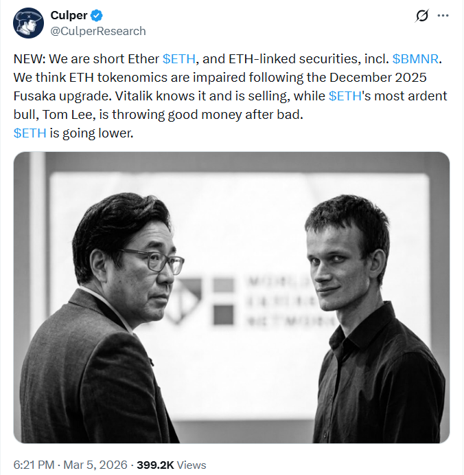 Culper Research vendendo ethereum | Fonte: Culper