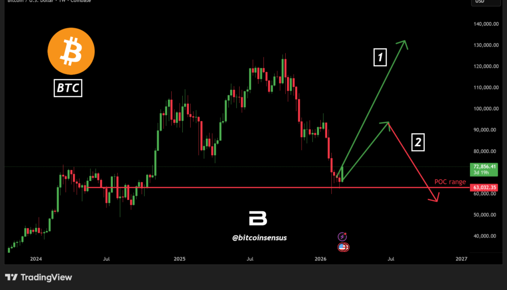 Prédiction du prix du bitcoin | Source : Bitcoinsensus