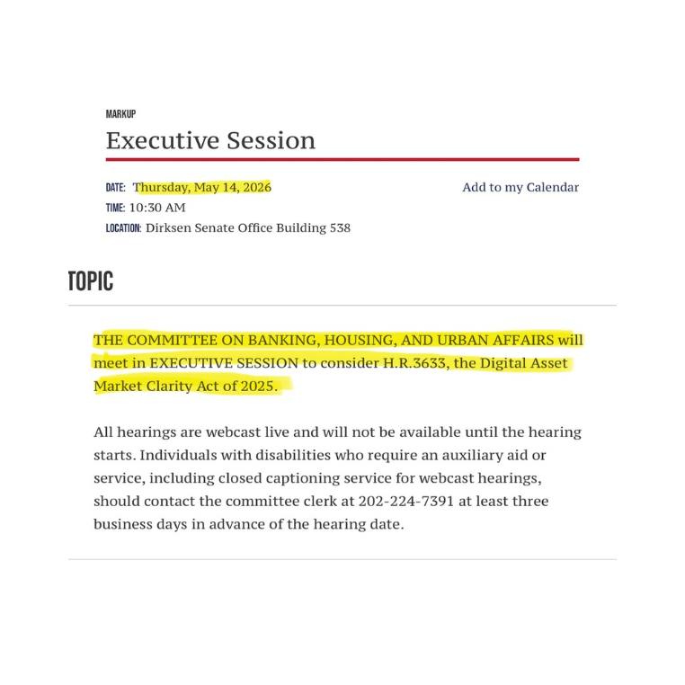 US Senate Banking Committee executive session | Source: X