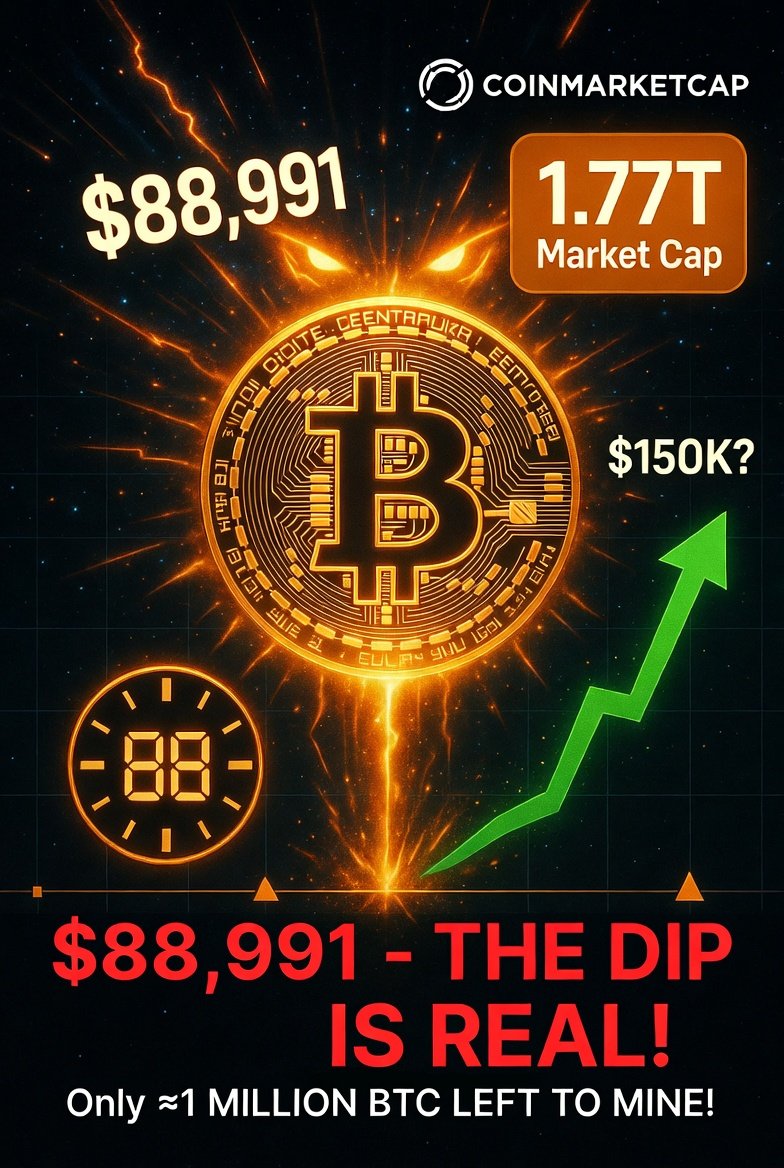 🚨 BTC dipping to $88,991 on CoinMarketCap! 😱 Market Cap: $ | KuCoin
