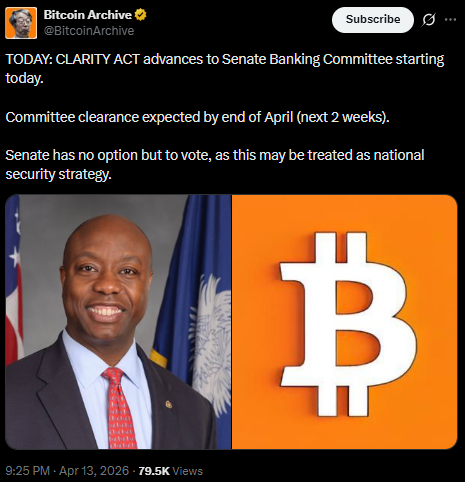 Mise à jour sur la loi CLARITY | Source : X