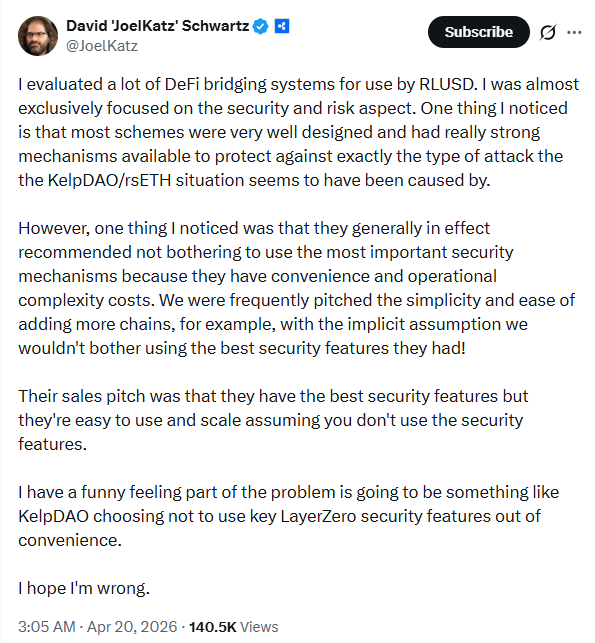 أخبار XRP تغطي موقف أمان جسر DeFi | المصدر: ديفيد شوارتز