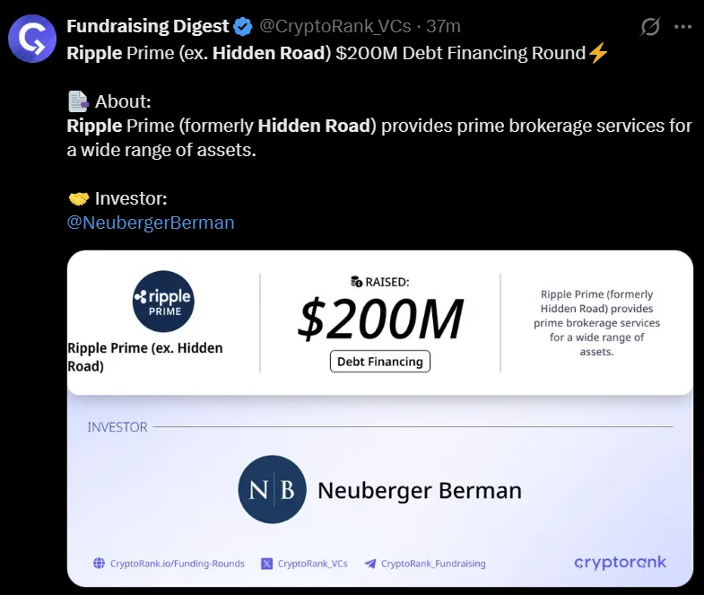 Ripple Prime Neuberger Berman credit facility