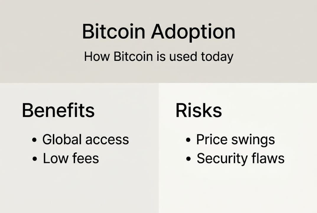 المخطط المرئي يعرض فوائد ومخاطر تبني البيتكوين