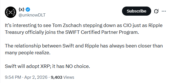 SWIFT’s Anti-XRP Exec Steps Down | Source: {x}
