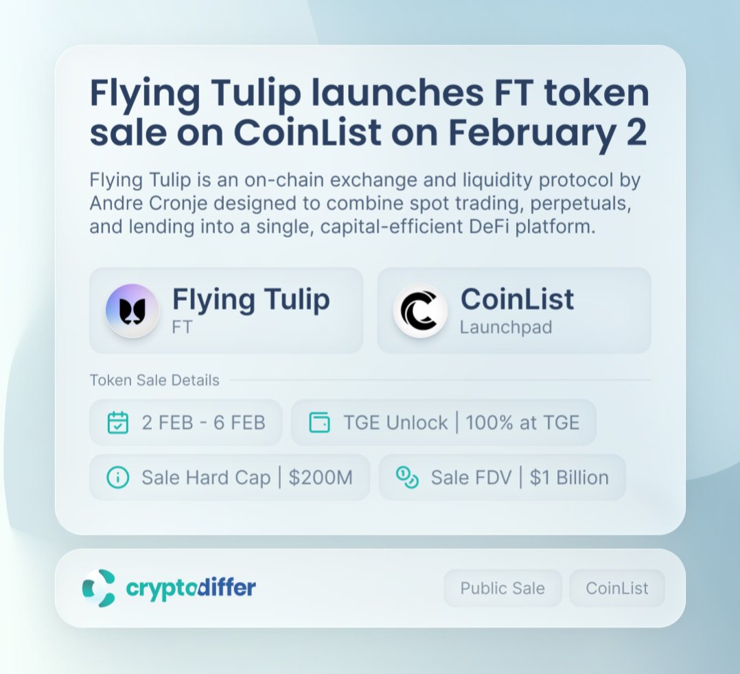 Flying Tulip launches $FT sale on CoinList (Feb 2). $200M ra | KuCoin