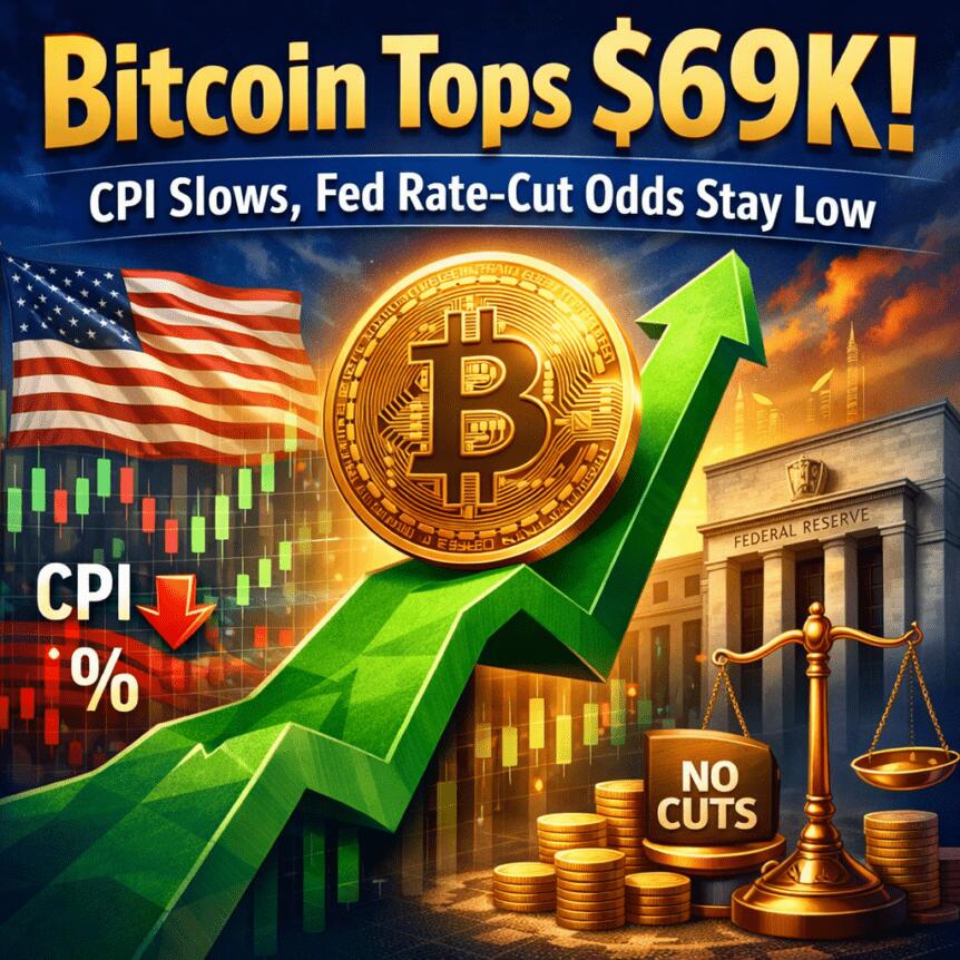 Bitcoin Tops $69k As Cpi Slows, Fed Rate-Cut Odds Stay Low