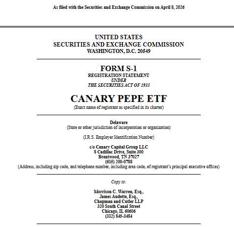 Canary Capital Files for Pepe Coin ETF | Source: SEC Filing