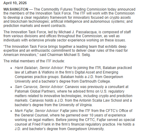 US Crypto Regulation | Source: CFTC Press Release
