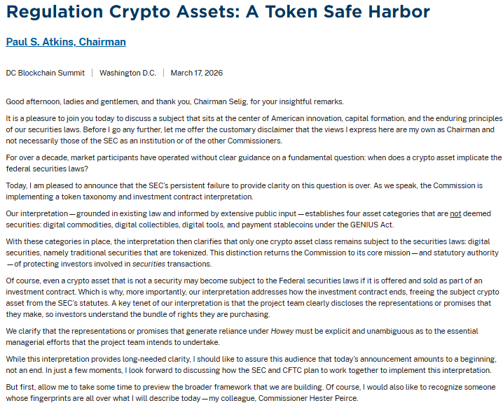 美國證券交易委員會主席保羅·阿特金斯演講 | 資料來源：US Securities and Exchange Commission