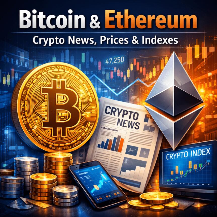 Bitcoin & Ethereum: Notícias de Criptomoeda, Preços & Índices