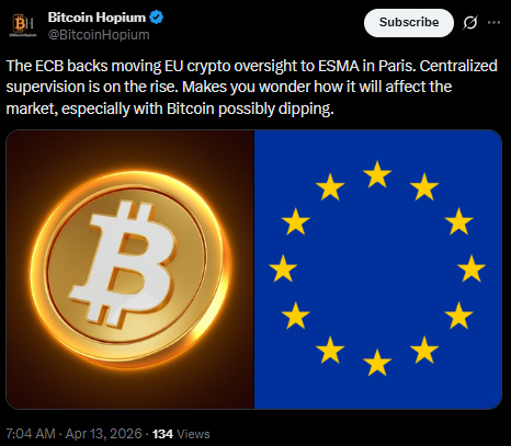 Actualités sur la réglementation crypto de l'UE | Source : X