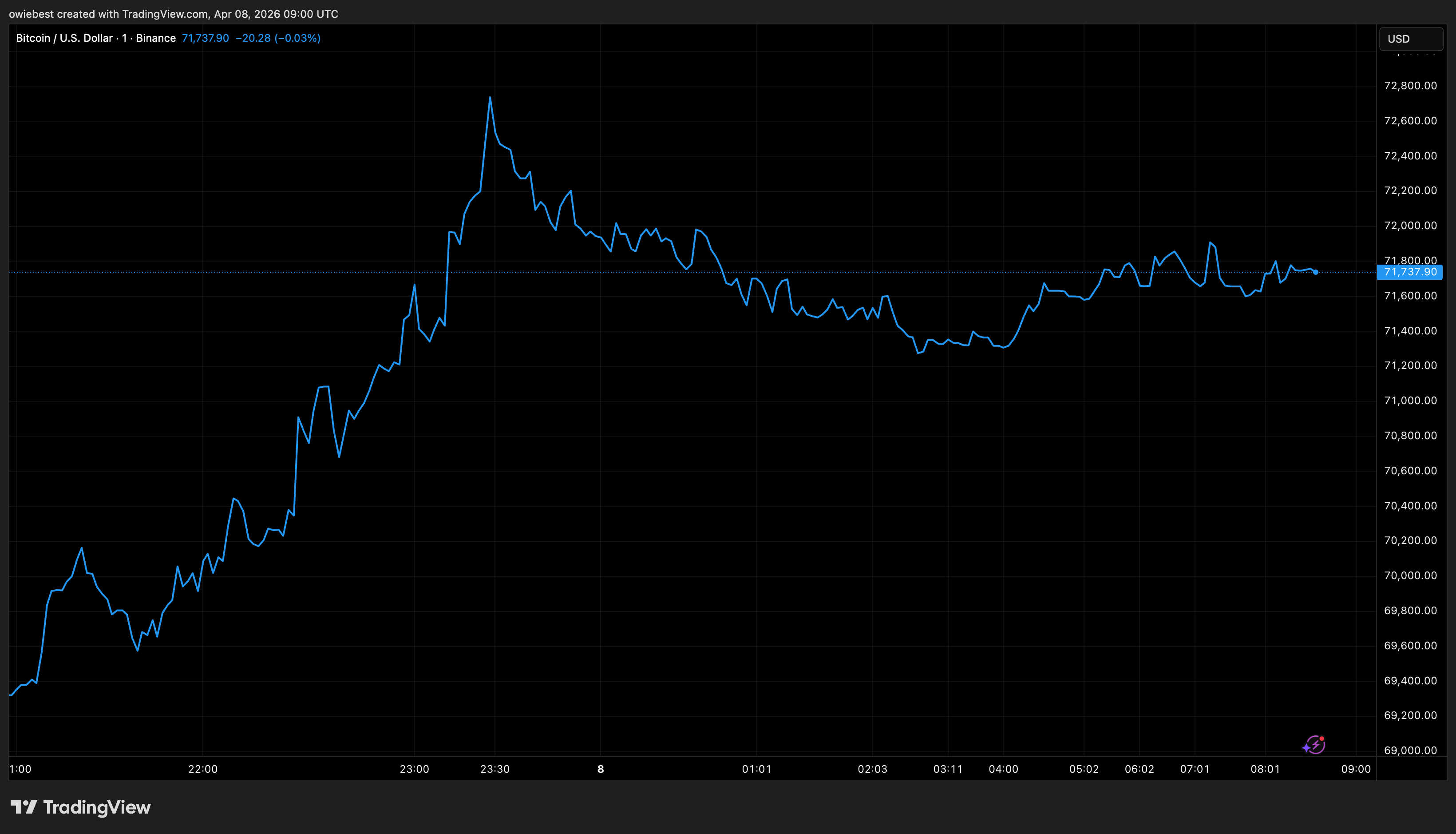 Bitcoin price chart from Tradingview.com