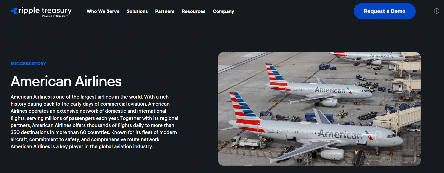American Airlines เกี่ยวกับเรื่องราวความสำเร็จของ Ripple Treasury