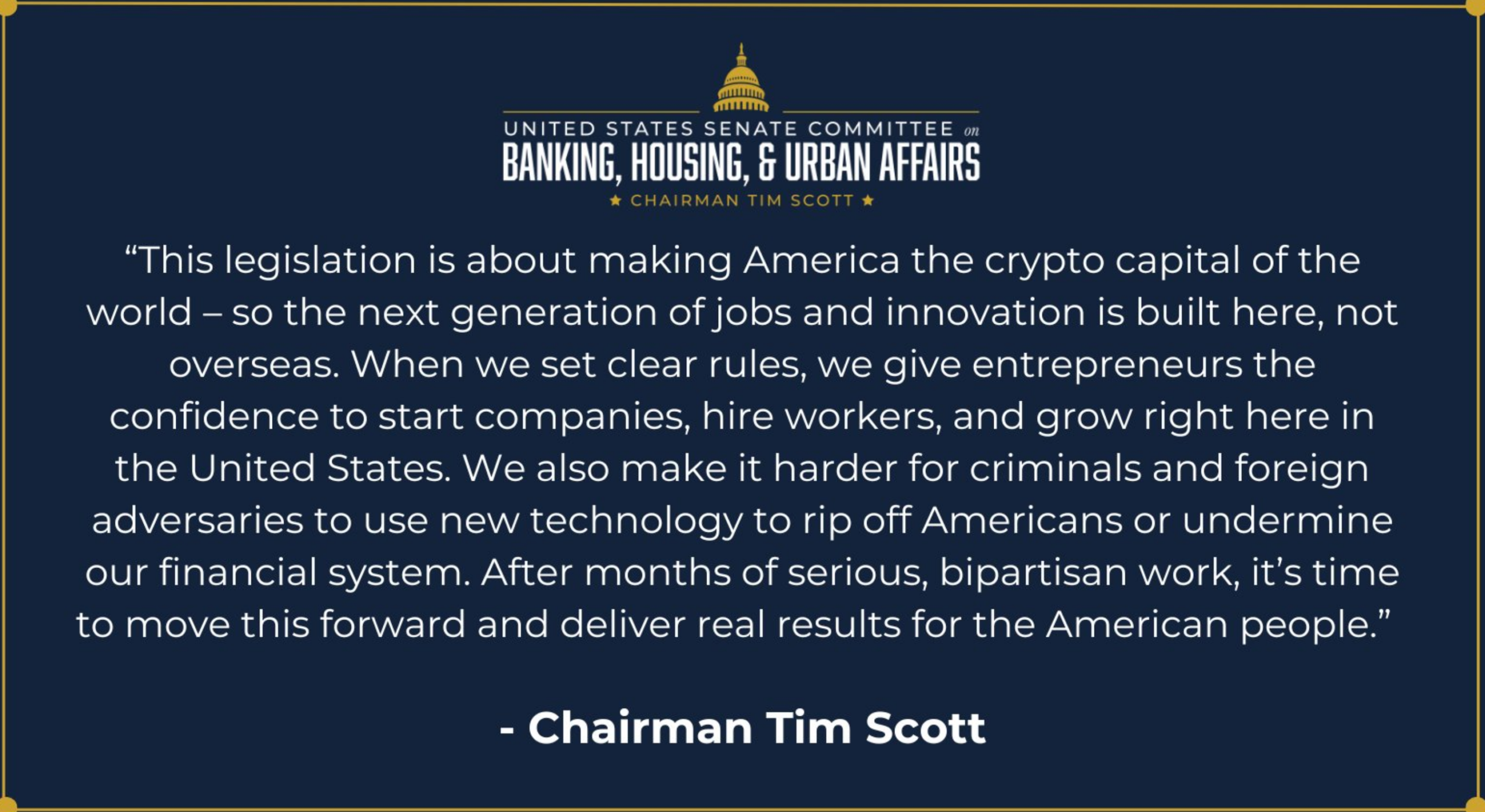 Tim Scott on Market Structure Bill | Source: X