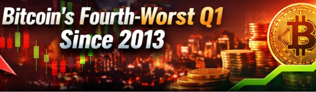 Bitcoin упав на 23,21% у I кварталі 2026 року, що стало його четвертим найгіршим першим кварталом з 2013 року, тоді як Ethereum впав на 33,73%, що стало його третім найслабшим I кварталом з 2016 року.