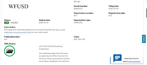 เวลส์ฟาร์โกยื่นขอเครื่องหมายการค้า WFUSD แหล่งที่มา: USPTO