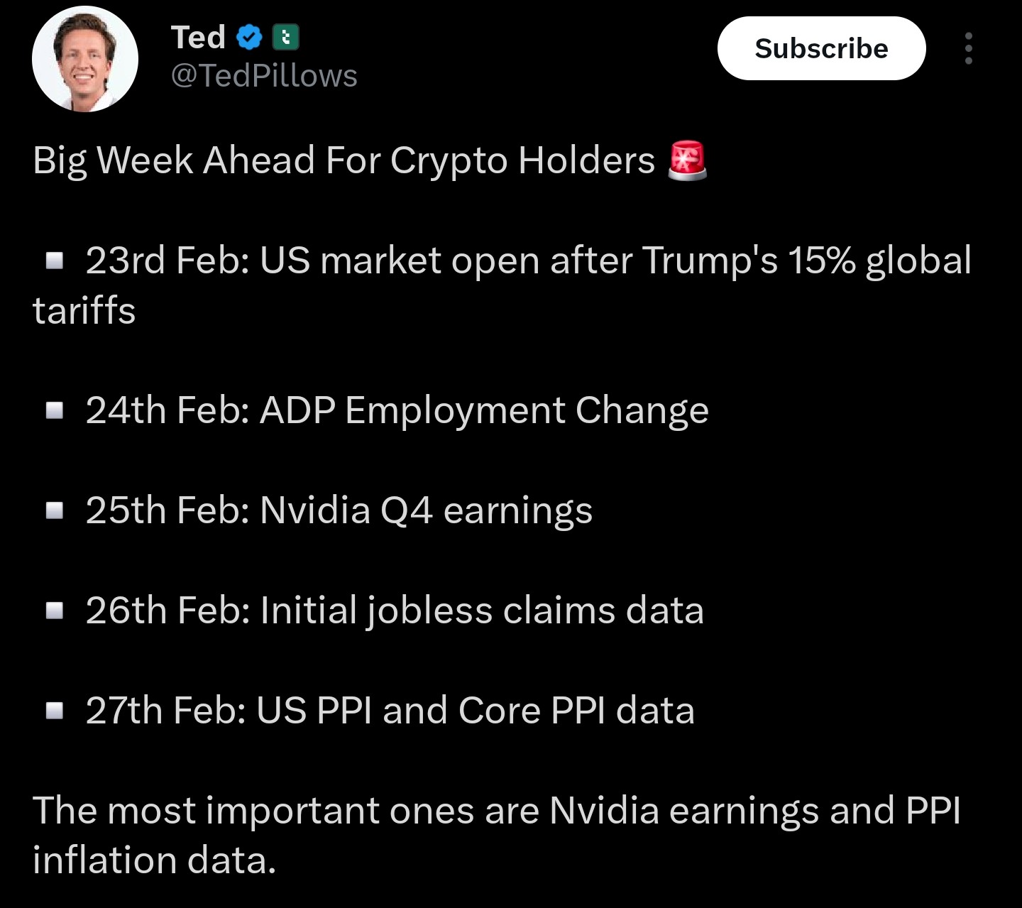Major crypto news this week | Source: Ted Pillows/X