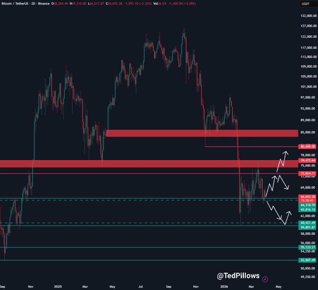 График цены bitcoin | Источник: Ted Pillows (X)