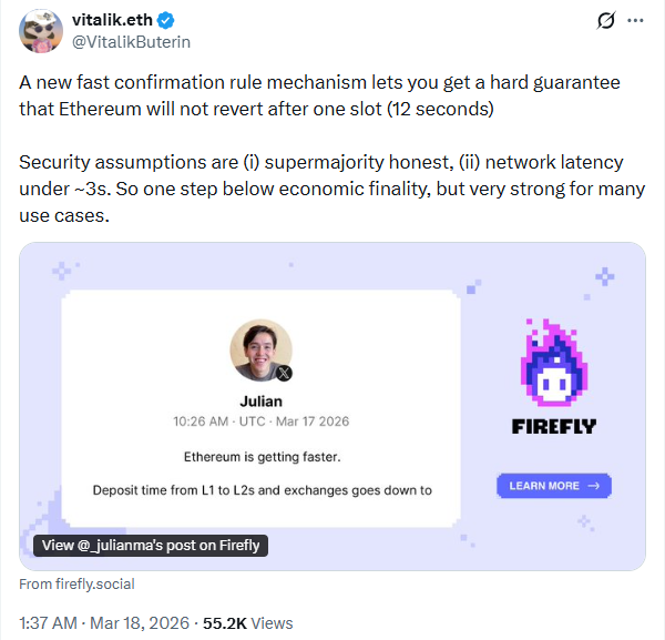 ইথেরিয়াম দ্রুত নিশ্চিতকরণ নিয়ম প্রস্তাব | উৎস: ভাইটালিক বুটেরিন