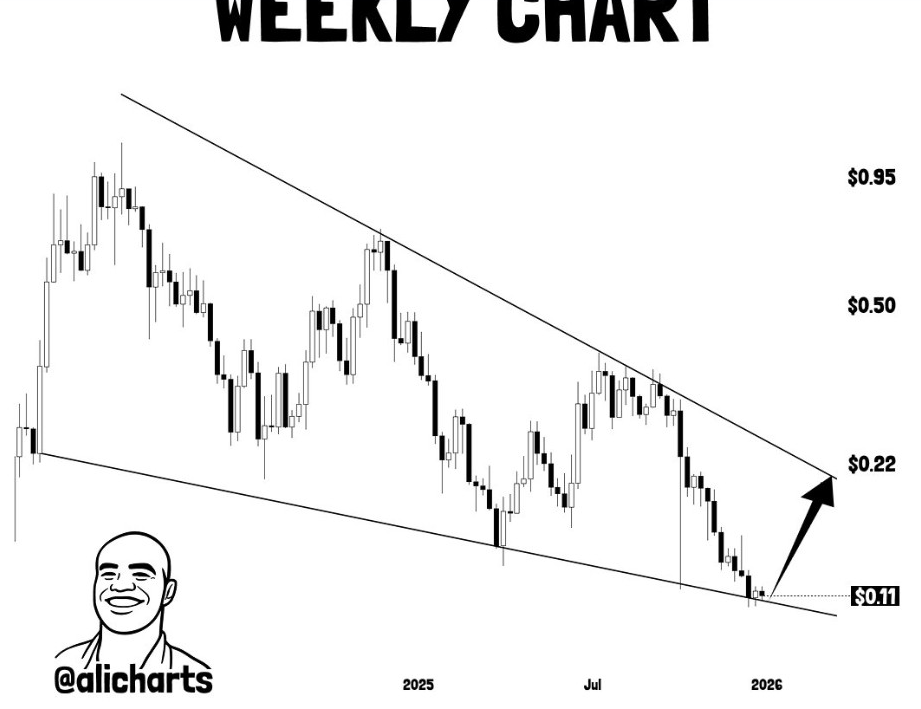 SEI 加密貨幣週線圖 | 資料來源：Ali Martinez，X