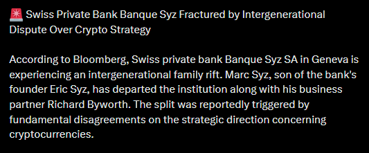 Actualités crypto suisses | Source : X