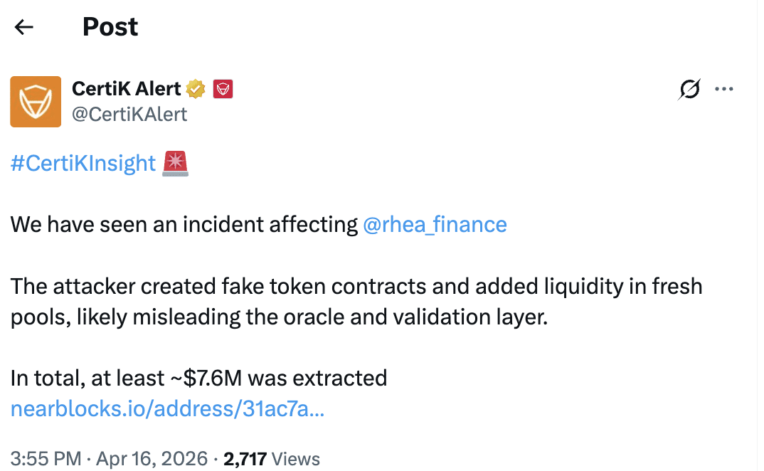 Certik 於 Rhea Finance